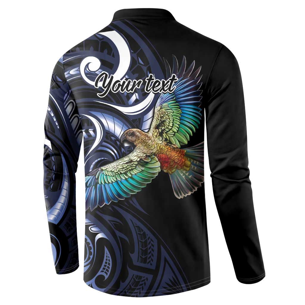 New Zealand Kea Bird Personalised Button Sweatshirt Maori Tribal Koru Art
