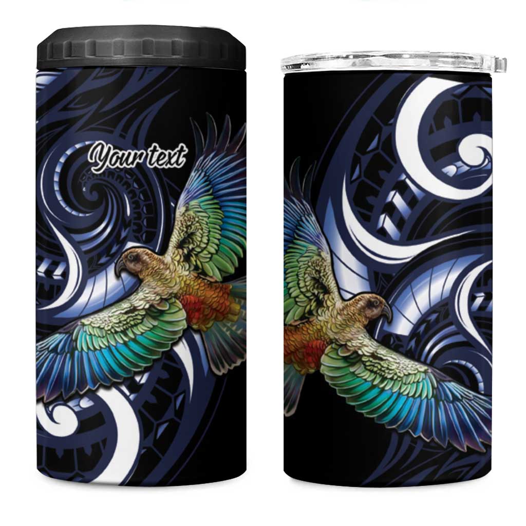 New Zealand Kea Bird Personalised 4 in 1 Can Cooler Tumbler Maori Tribal Koru Art LT9 One Size: 16 oz Blue - Polynesian Pride