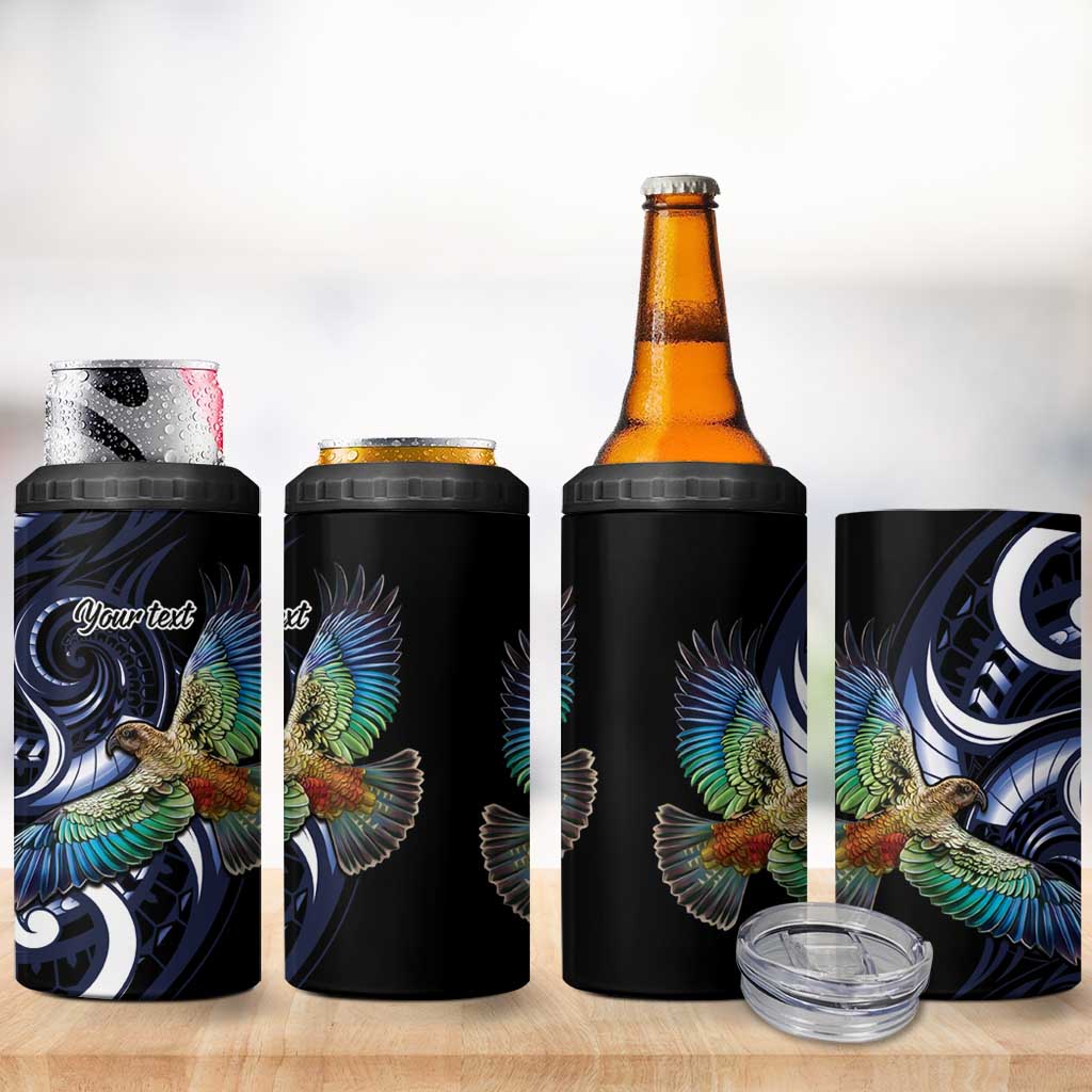 New Zealand Kea Bird Personalised 4 in 1 Can Cooler Tumbler Maori Tribal Koru Art LT9 - Polynesian Pride