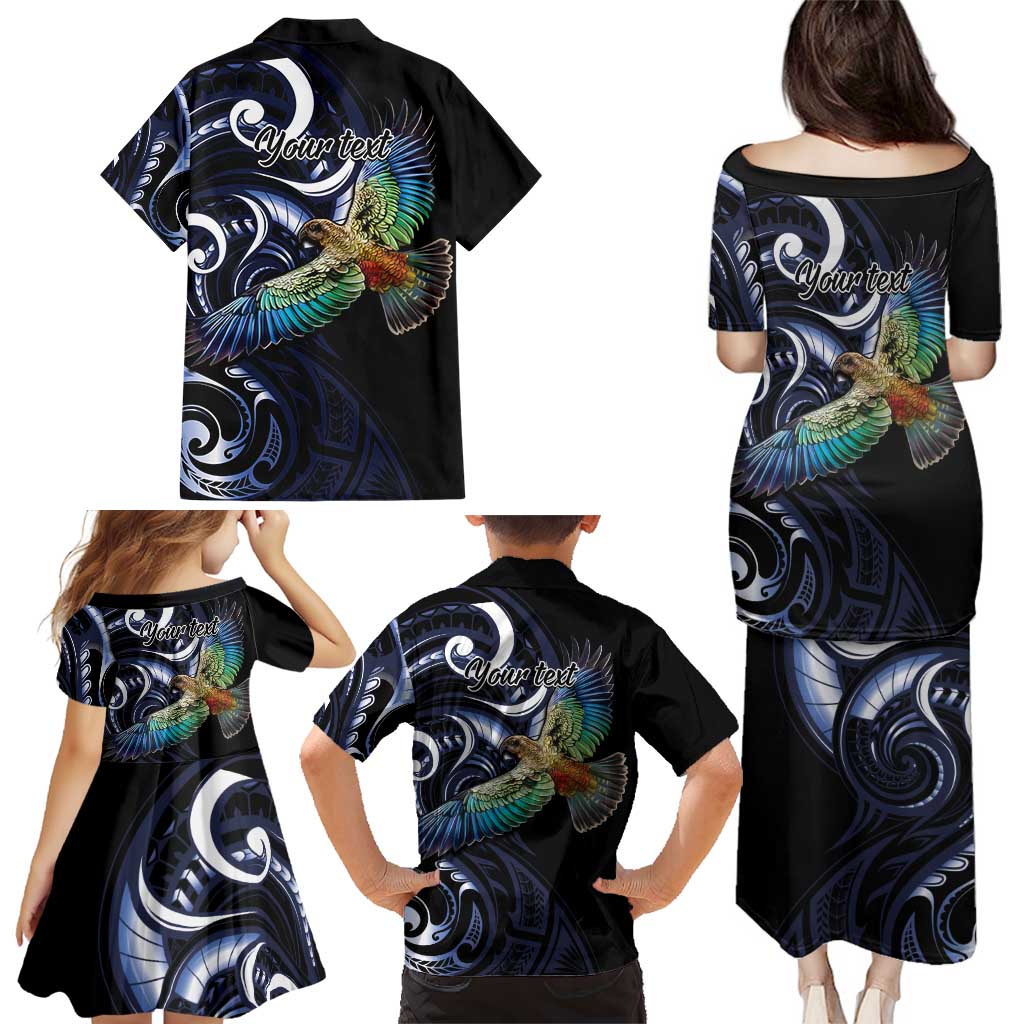New Zealand Kea Bird Personalised Family Matching Puletasi and Hawaiian Shirt Maori Tribal Koru Art LT9 - Polynesian Pride