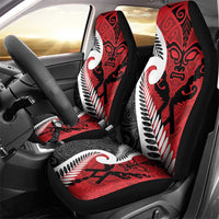 Silver Fern Koru Swirls with Maori Ta Moko Car Seat Cover LT9 - Polynesian Pride
