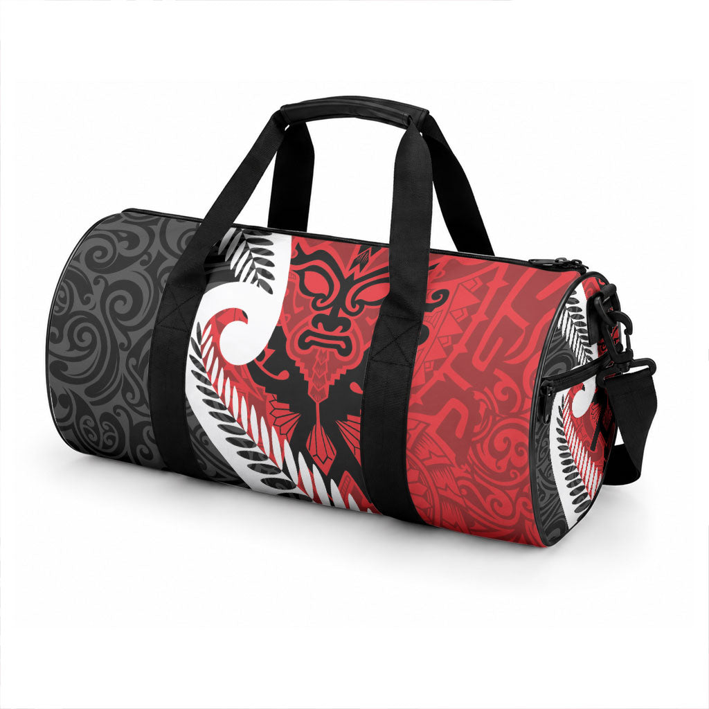 Silver Fern Koru Swirls with Maori Ta Moko Duffle Bag LT9 - Polynesian Pride