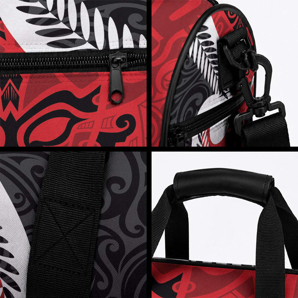 Silver Fern Koru Swirls with Maori Ta Moko Duffle Bag LT9 - Polynesian Pride