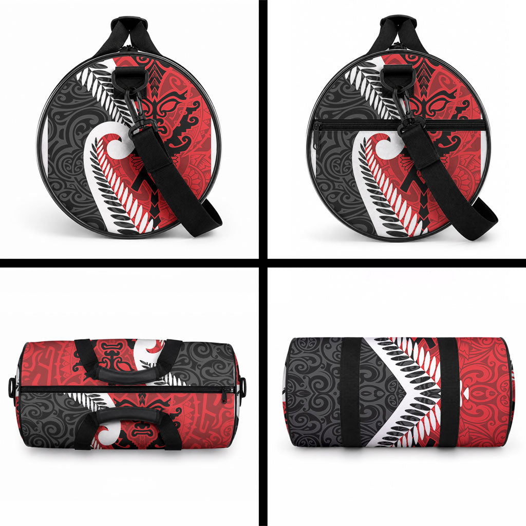 Silver Fern Koru Swirls with Maori Ta Moko Duffle Bag LT9 - Polynesian Pride