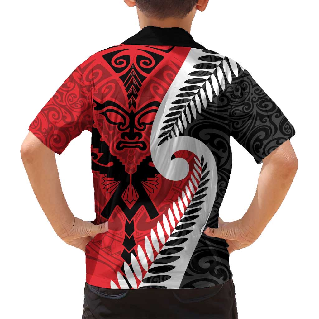 Silver Fern Koru Swirls with Maori Ta Moko Family Matching Off Shoulder Short Dress and Hawaiian Shirt LT9 - Polynesian Pride