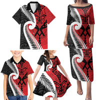 Silver Fern Koru Swirls with Maori Ta Moko Family Matching Puletasi and Hawaiian Shirt LT9 - Polynesian Pride