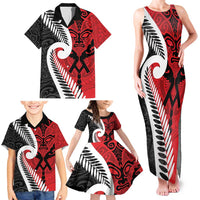 Silver Fern Koru Swirls with Maori Ta Moko Family Matching Tank Maxi Dress and Hawaiian Shirt LT9 - Polynesian Pride