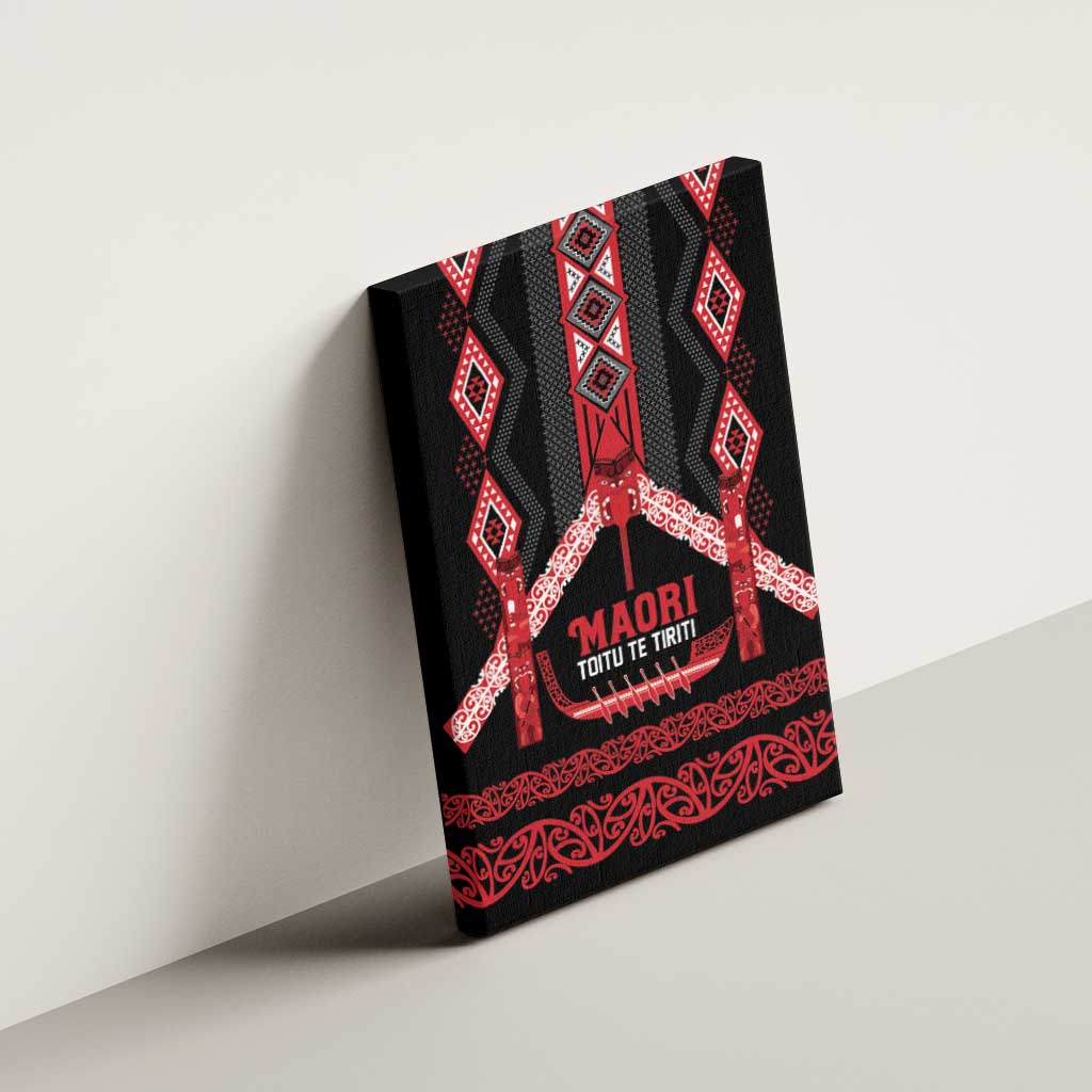 Toitu Te Tiriti Waitangi Canvas Wall Art Black Wharenui House - Polynesian Pride