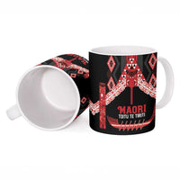Toitu Te Tiriti Waitangi Ceramic Mug Black Wharenui House - Polynesian Pride