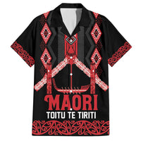 Toitu Te Tiriti Waitangi Family Matching Long Sleeve Bodycon Dress and Hawaiian Shirt Black Wharenui House LT9 Dad's Shirt - Short Sleeve Black - Polynesian Pride
