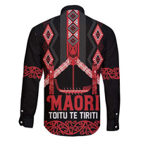 Toitu Te Tiriti Waitangi Family Matching Long Sleeve Bodycon Dress and Hawaiian Shirt Black Wharenui House LT9 - Polynesian Pride