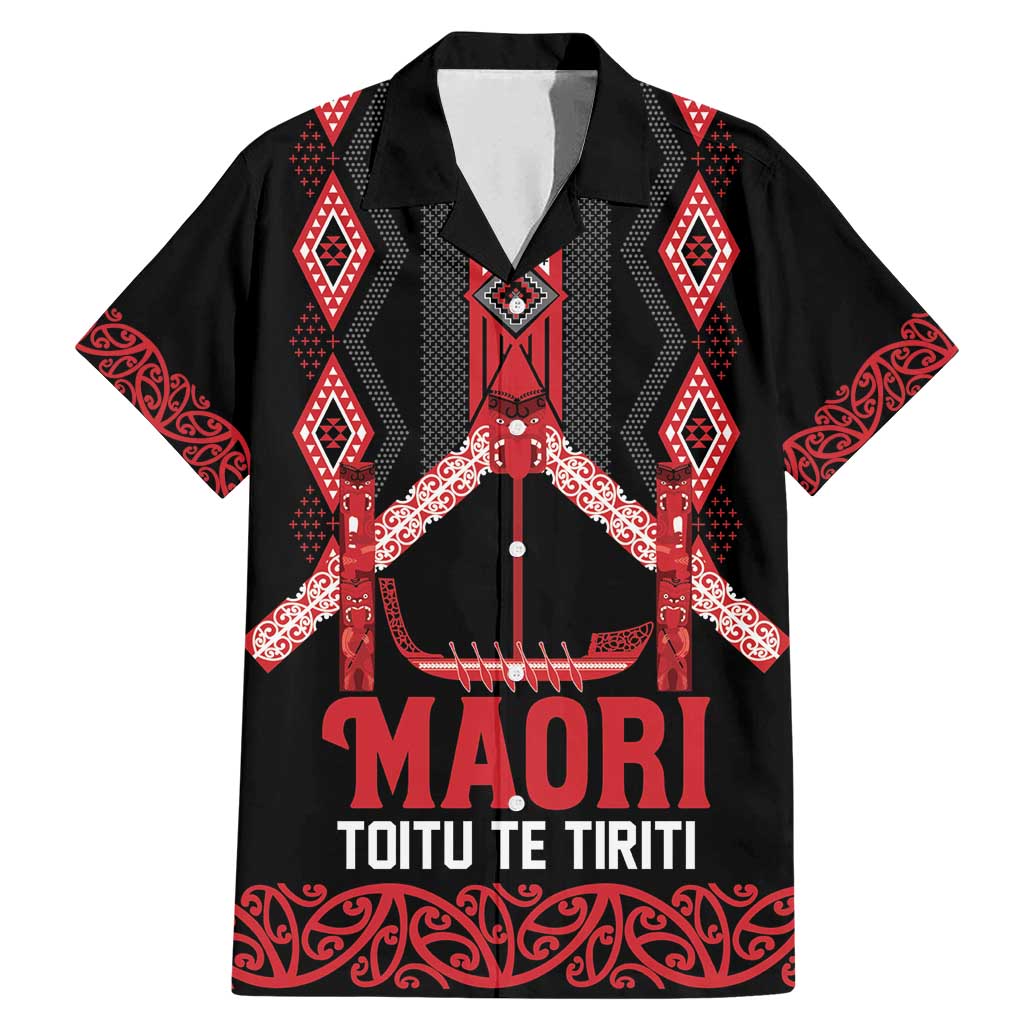 Toitu Te Tiriti Waitangi Family Matching Mermaid Dress and Hawaiian Shirt Black Wharenui House LT9 Dad's Shirt - Short Sleeve Black - Polynesian Pride