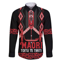 Toitu Te Tiriti Waitangi Family Matching Puletasi and Hawaiian Shirt Black Wharenui House LT9 Dad's Shirt - Long Sleeve Black - Polynesian Pride
