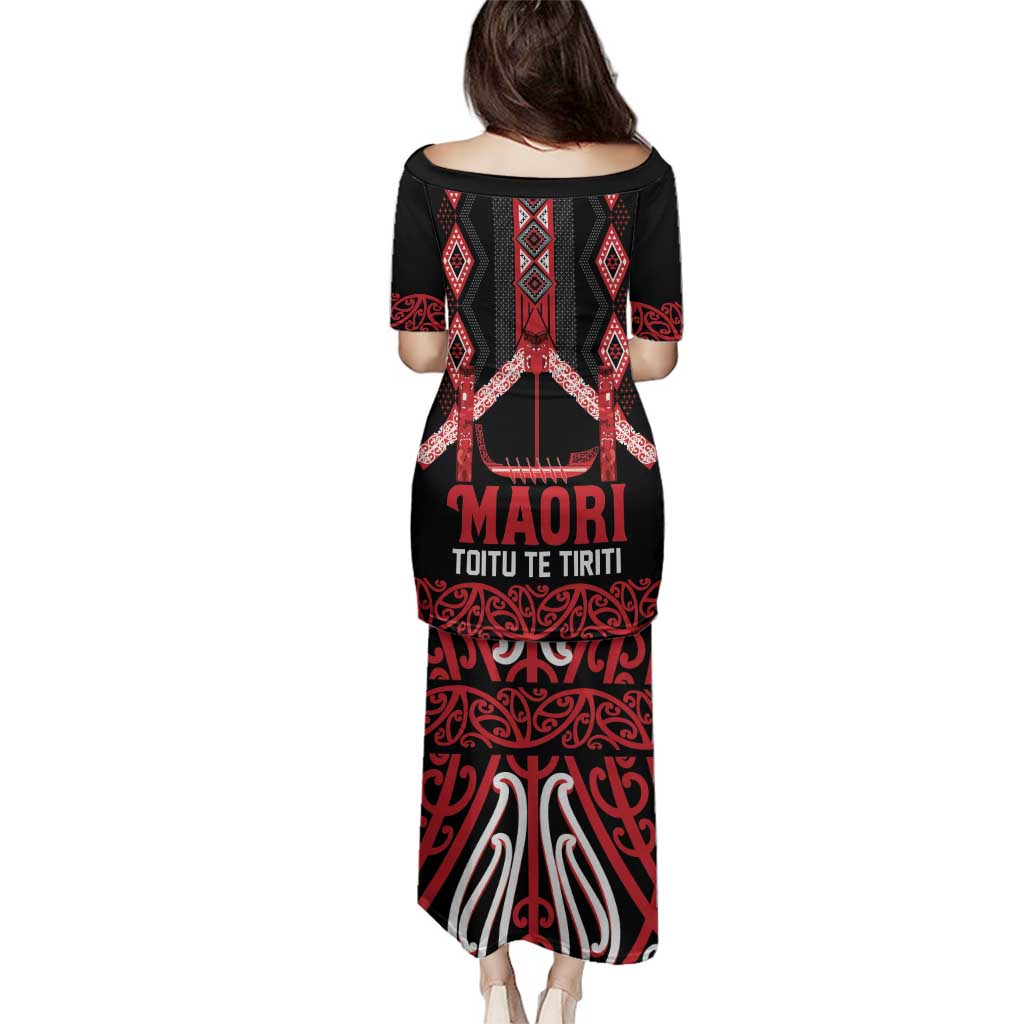 Toitu Te Tiriti Waitangi Family Matching Puletasi and Hawaiian Shirt Black Wharenui House LT9 - Polynesian Pride