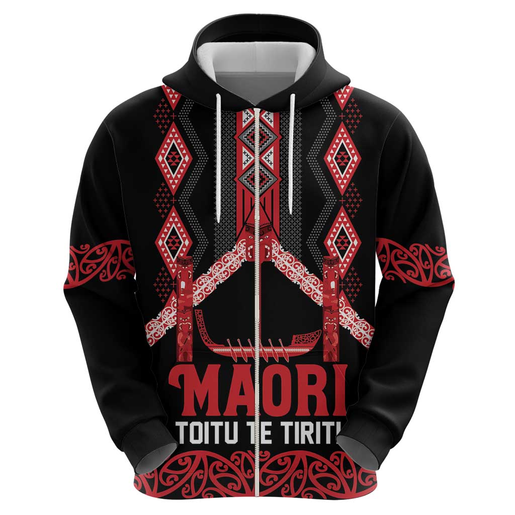 Toitu Te Tiriti Waitangi Hoodie Black Wharenui House LT9 - Polynesian Pride