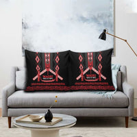 Toitu Te Tiriti Waitangi Pillow Cover Black Wharenui House - Polynesian Pride