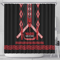Toitu Te Tiriti Waitangi Shower Curtain Black Wharenui House - Polynesian Pride