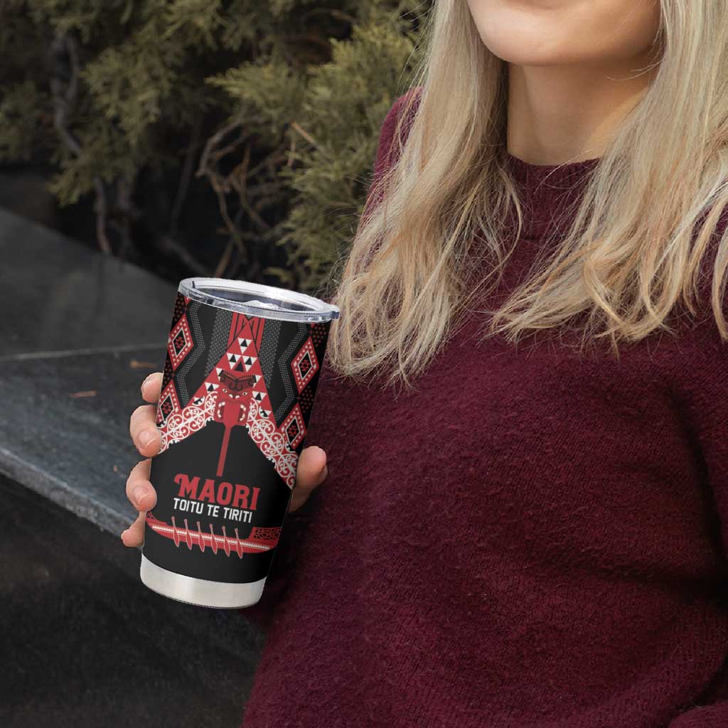 Toitu Te Tiriti Waitangi Tumbler Cup Black Wharenui House - Polynesian Pride