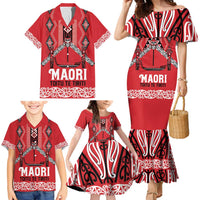 Toitu Te Tiriti Waitangi Family Matching Mermaid Dress and Hawaiian Shirt Red Wharenui House LT9 - Polynesian Pride