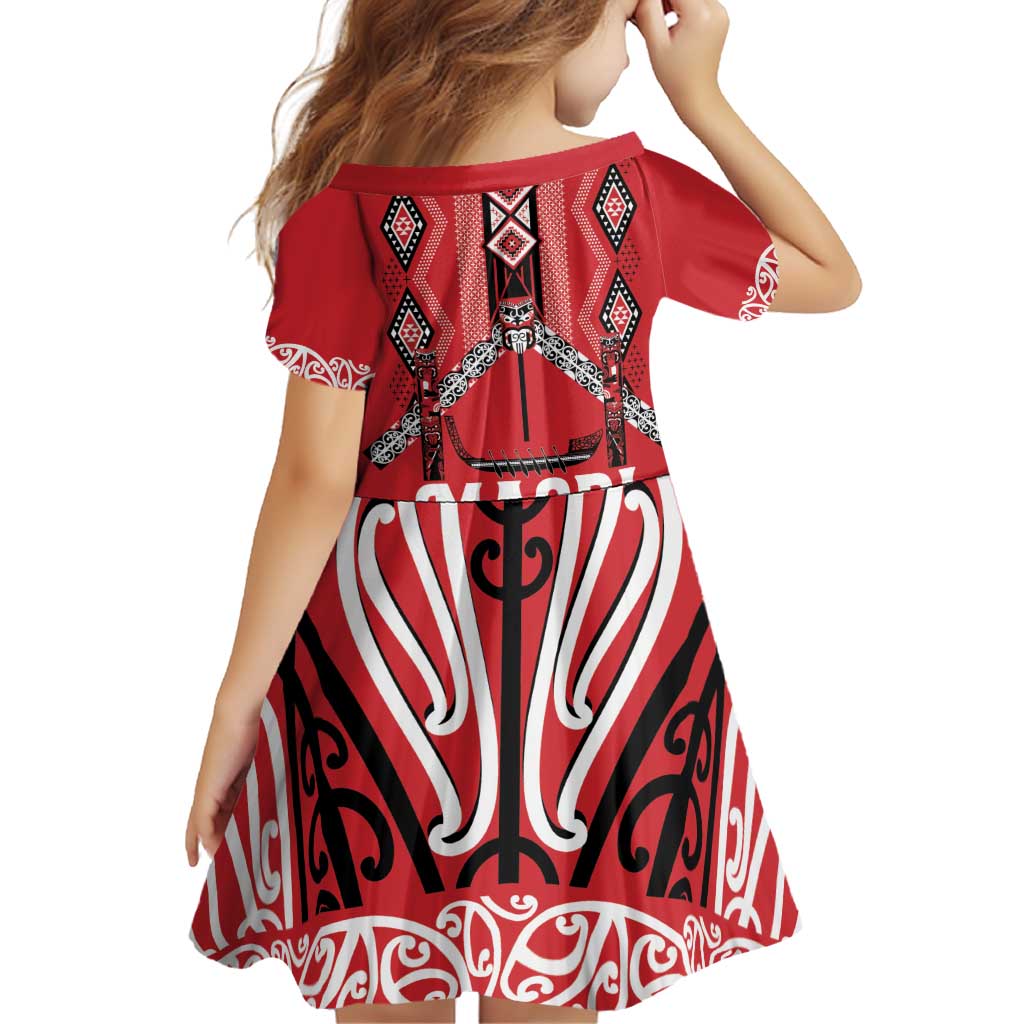 Toitu Te Tiriti Waitangi Family Matching Off Shoulder Short Dress and Hawaiian Shirt Red Wharenui House LT9 - Polynesian Pride