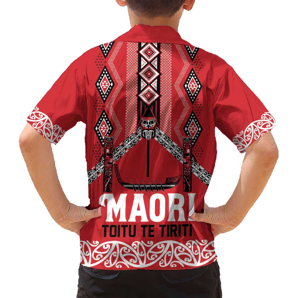 Toitu Te Tiriti Waitangi Family Matching Puletasi and Hawaiian Shirt Red Wharenui House LT9 - Polynesian Pride