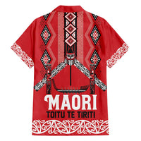 Toitu Te Tiriti Waitangi Family Matching Short Sleeve Bodycon Dress and Hawaiian Shirt Red Wharenui House LT9 - Polynesian Pride