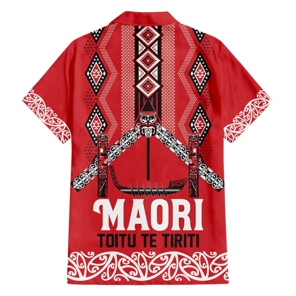 Toitu Te Tiriti Waitangi Family Matching Summer Maxi Dress and Hawaiian Shirt Red Wharenui House LT9 - Polynesian Pride