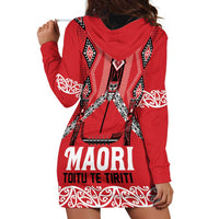 Toitu Te Tiriti Waitangi Hoodie Dress Red Wharenui House - Polynesian Pride