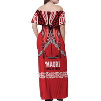 Toitu Te Tiriti Waitangi Off Shoulder Maxi Dress Red Wharenui House - Polynesian Pride