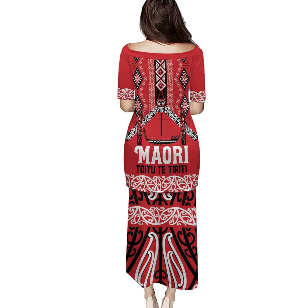 Toitu Te Tiriti Waitangi Puletasi Red Wharenui House - Polynesian Pride