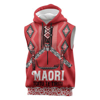 Toitu Te Tiriti Waitangi Sleeveless Hoodie Red Wharenui House - Polynesian Pride