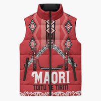 Toitu Te Tiriti Waitangi Sleeveless Puffer Jacket Red Wharenui House - Polynesian Pride