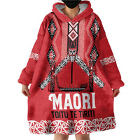 Toitu Te Tiriti Waitangi Wearable Blanket Hoodie Red Wharenui House - Polynesian Pride