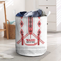 Toitu Te Tiriti Waitangi Laundry Basket White Wharenui House - Polynesian Pride