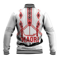 Toitu Te Tiriti Waitangi Baseball Jacket White Wharenui House - Polynesian Pride