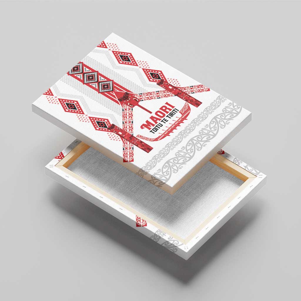 Toitu Te Tiriti Waitangi Canvas Wall Art White Wharenui House - Polynesian Pride