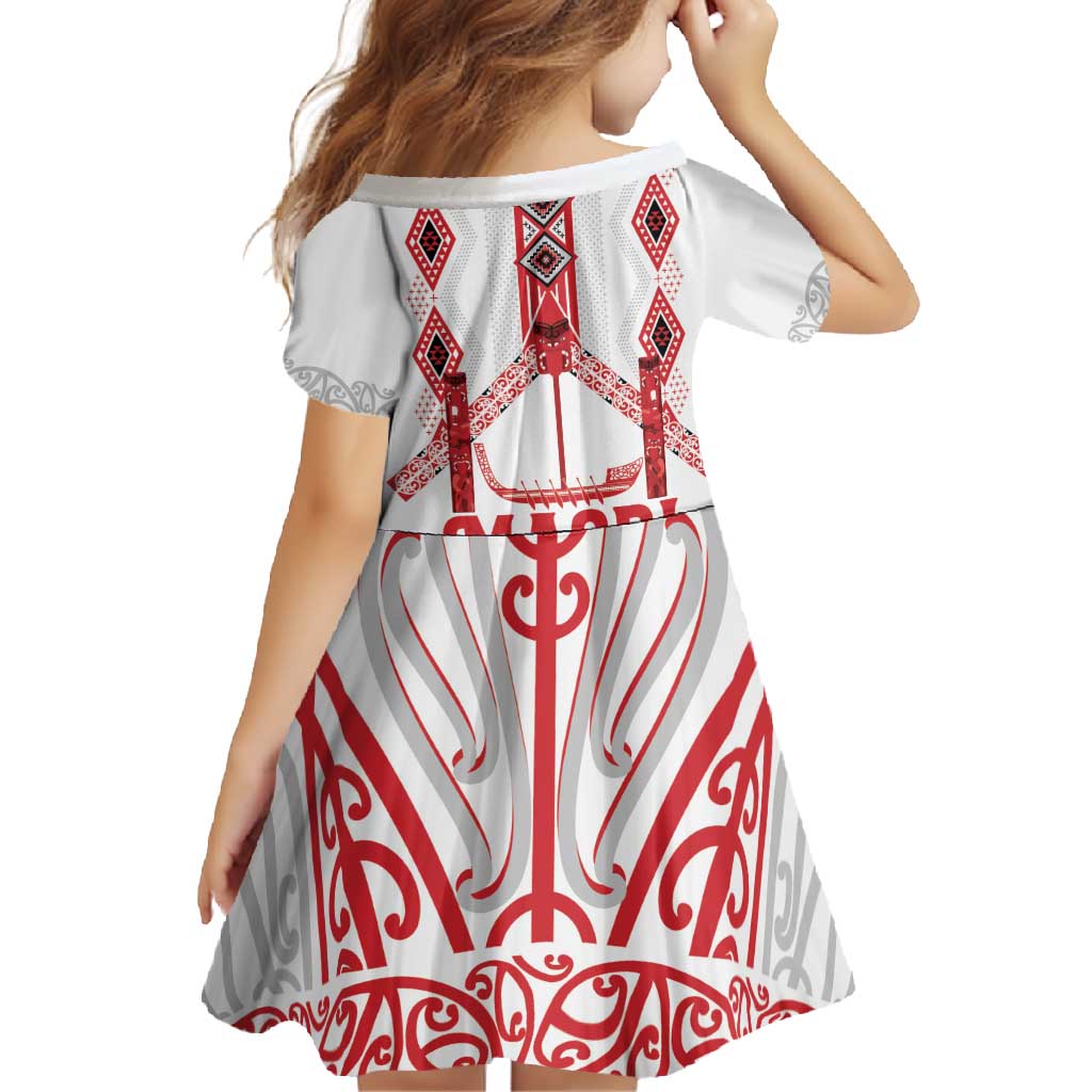 Toitu Te Tiriti Waitangi Family Matching Long Sleeve Bodycon Dress and Hawaiian Shirt White Wharenui House LT9 - Polynesian Pride