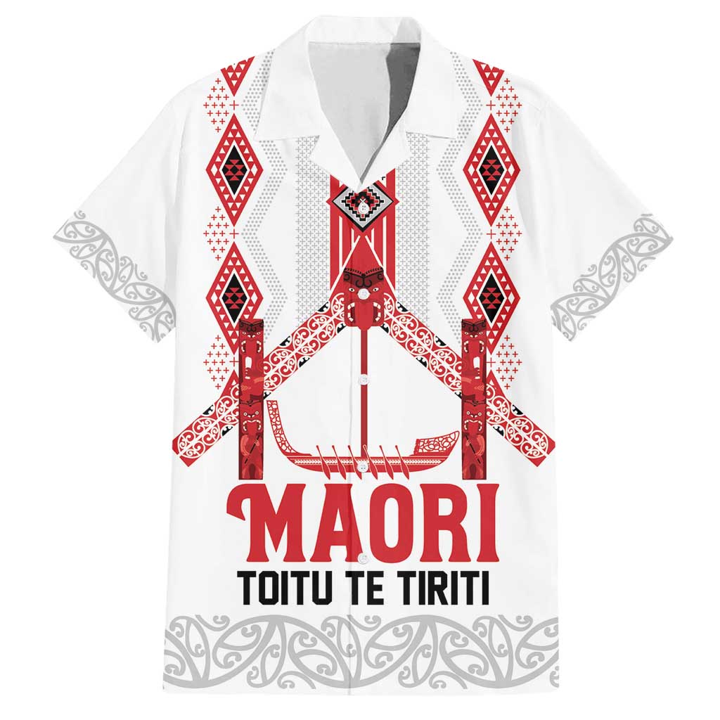 Toitu Te Tiriti Waitangi Family Matching Puletasi and Hawaiian Shirt White Wharenui House LT9 Dad's Shirt - Short Sleeve white - Polynesian Pride