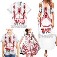 Toitu Te Tiriti Waitangi Family Matching Summer Maxi Dress and Hawaiian Shirt White Wharenui House LT9 - Polynesian Pride