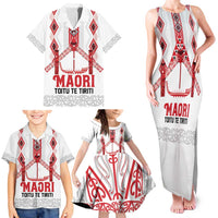 Toitu Te Tiriti Waitangi Family Matching Tank Maxi Dress and Hawaiian Shirt White Wharenui House LT9 - Polynesian Pride