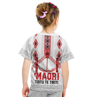 Toitu Te Tiriti Waitangi Kid T Shirt White Wharenui House - Polynesian Pride