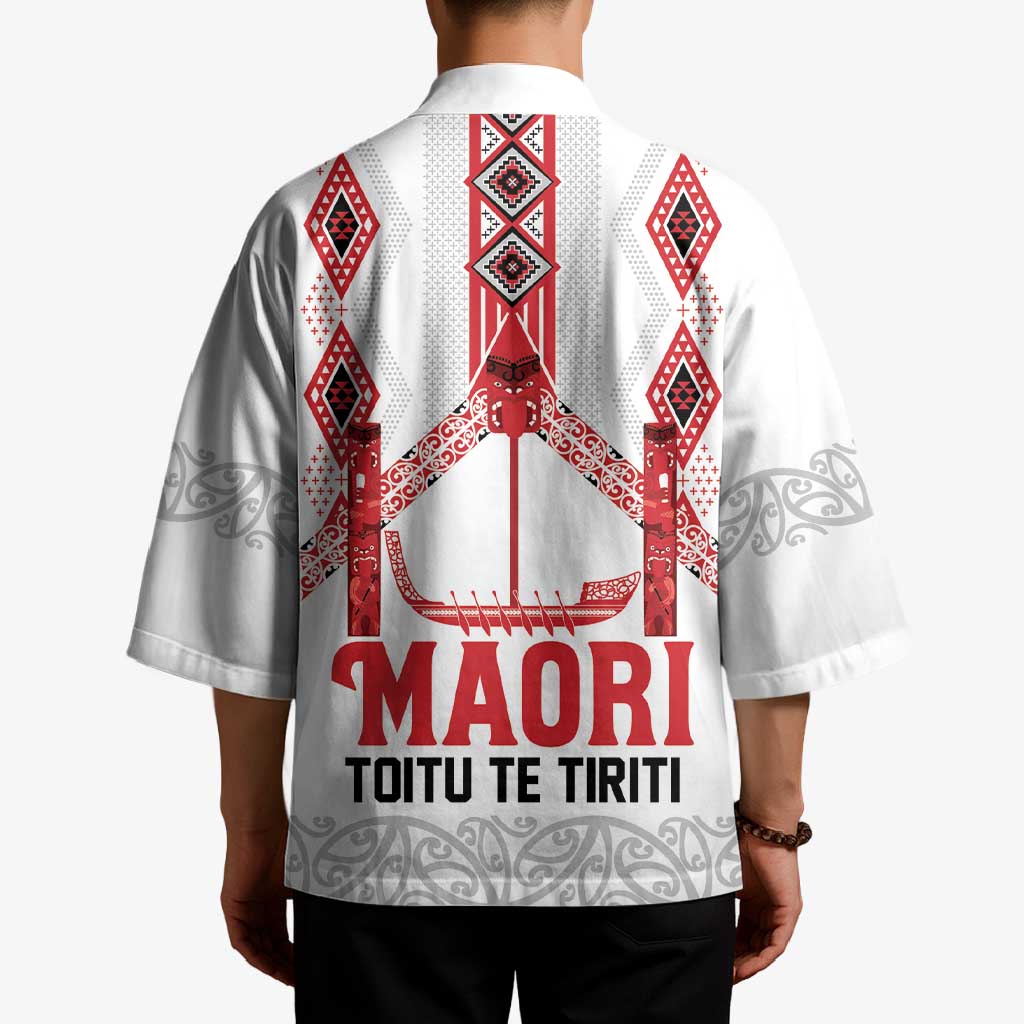 Toitu Te Tiriti Waitangi Kimono White Wharenui House - Polynesian Pride