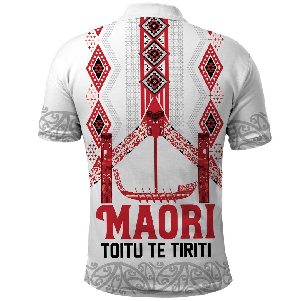 Toitu Te Tiriti Waitangi Polo Shirt White Wharenui House - Polynesian Pride