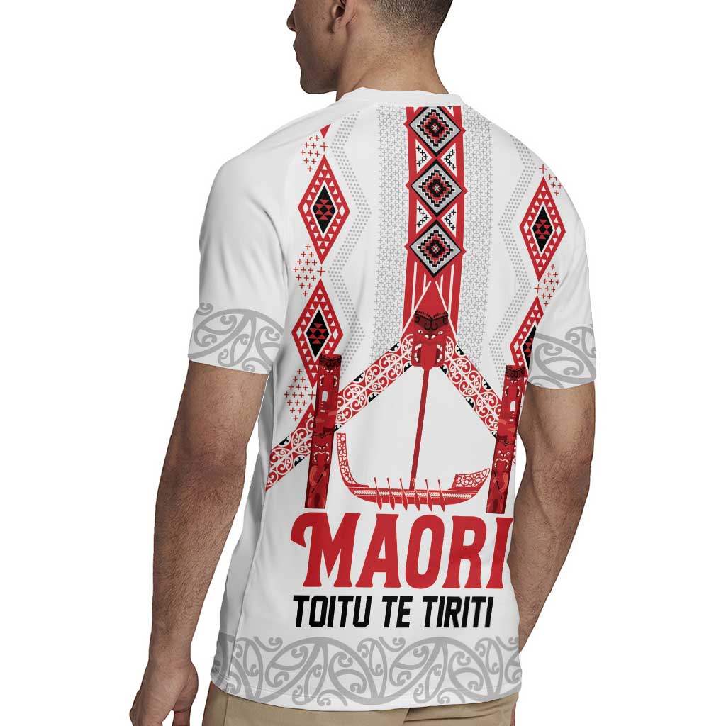 Toitu Te Tiriti Waitangi Rugby Jersey White Wharenui House - Polynesian Pride