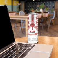 Toitu Te Tiriti Waitangi Skinny Tumbler White Wharenui House - Polynesian Pride