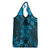 Vintage Tonga Tribal Ngatu Pattern Grocery Bag With Pacific Floral Aqua Art