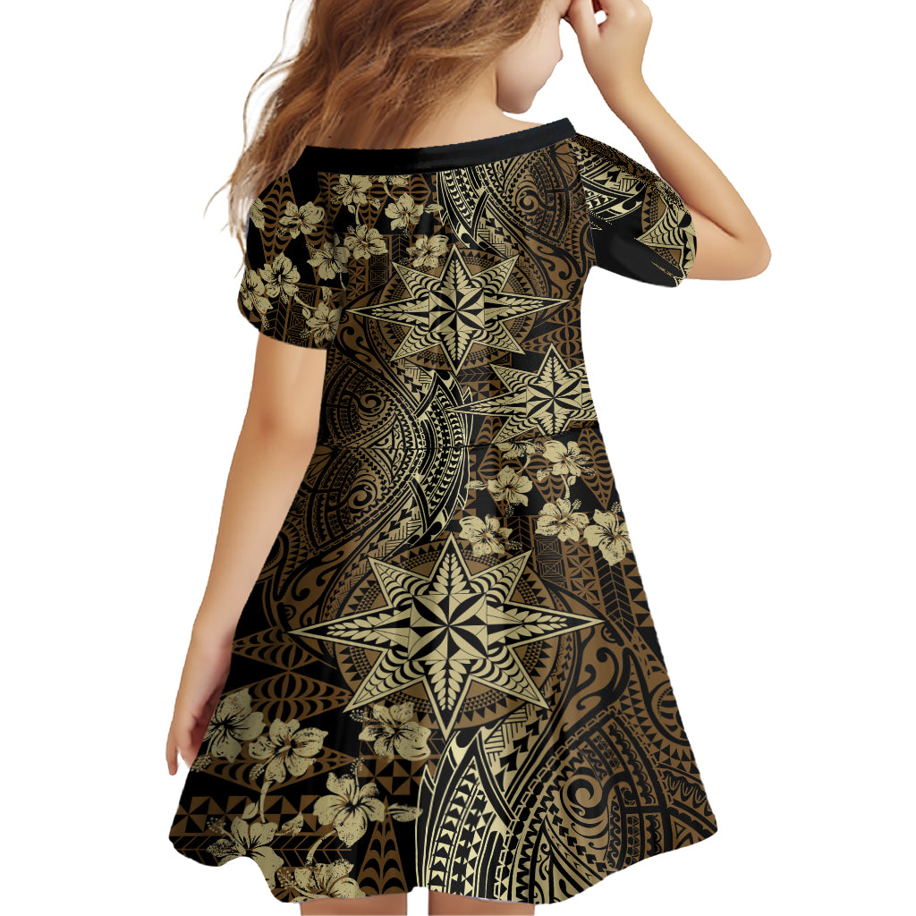 Vintage Tonga Tribal Ngatu Pattern Family Matching Off Shoulder Short Dress and Hawaiian Shirt With Pacific Floral Brown Art LT9 - Polynesian Pride