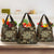 Vintage Tonga Tribal Ngatu Pattern Grocery Bag With Pacific Floral Brown Art