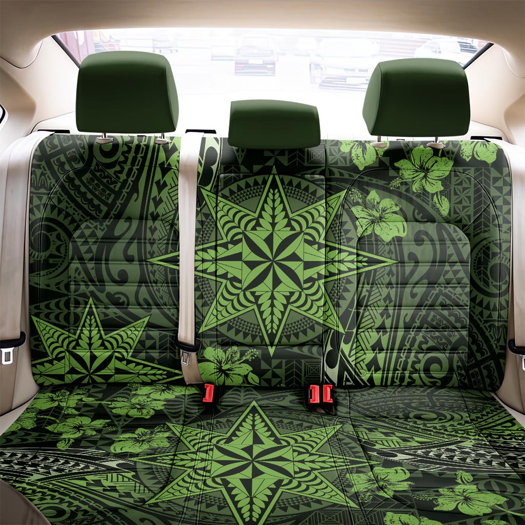 Vintage Tonga Tribal Ngatu Pattern Back Car Seat Cover With Pacific Floral Lime Green Art LT9 - Polynesian Pride