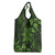 Vintage Tonga Tribal Ngatu Pattern Grocery Bag With Pacific Floral Lime Green Art
